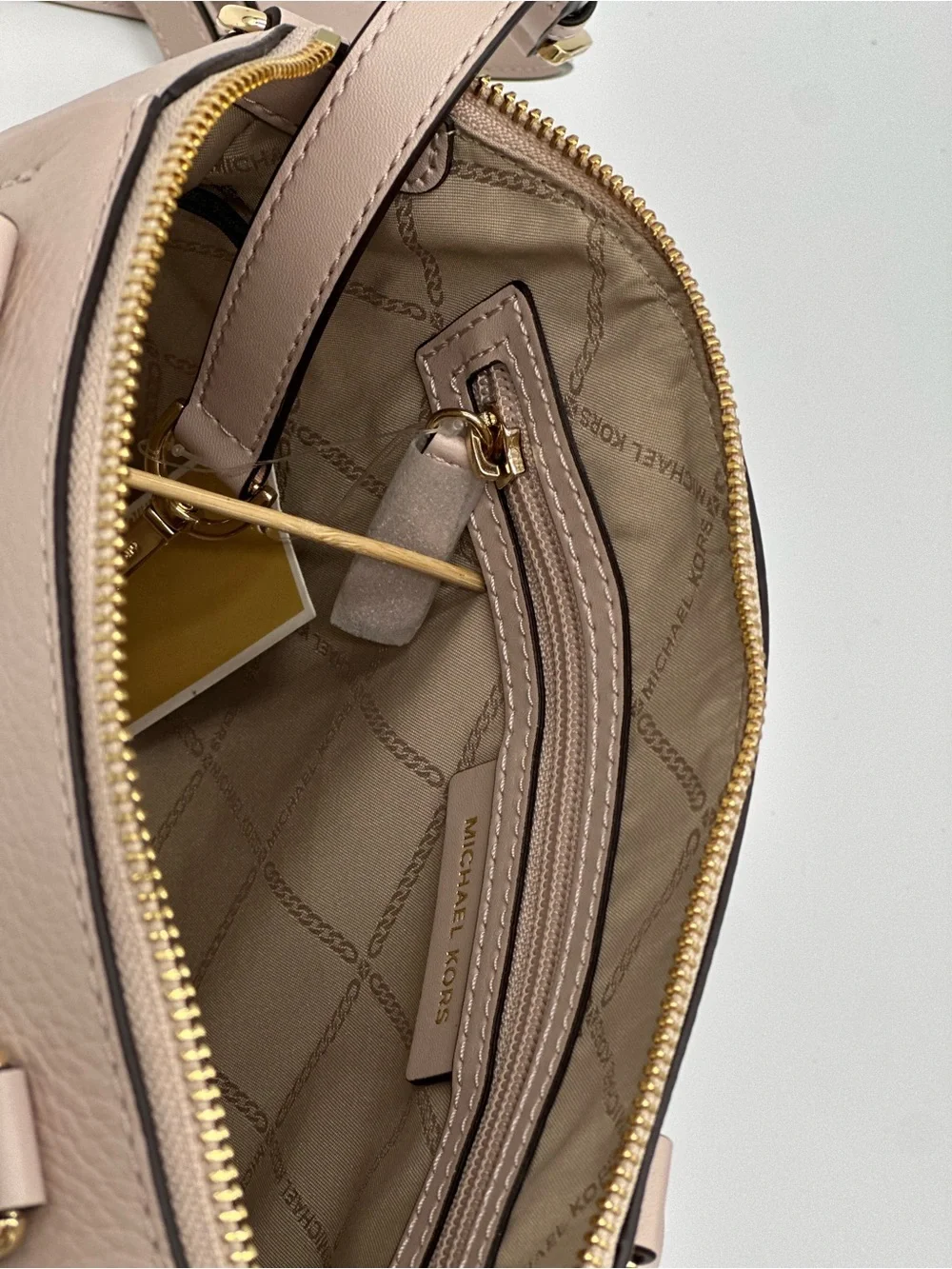 Michael Kors Pink Leather Satchel with Gold Hardware
